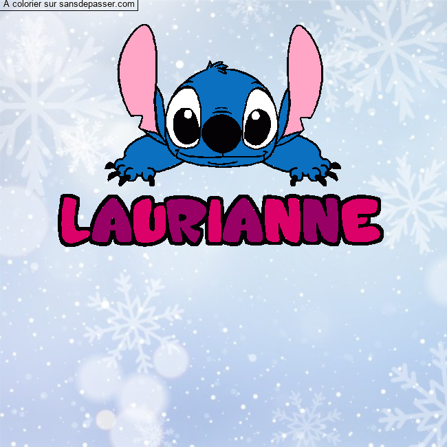 Coloriage pr&eacute;nom LAURIANNE - d&eacute;cor Stitch par Laulau&amp;amp;maman