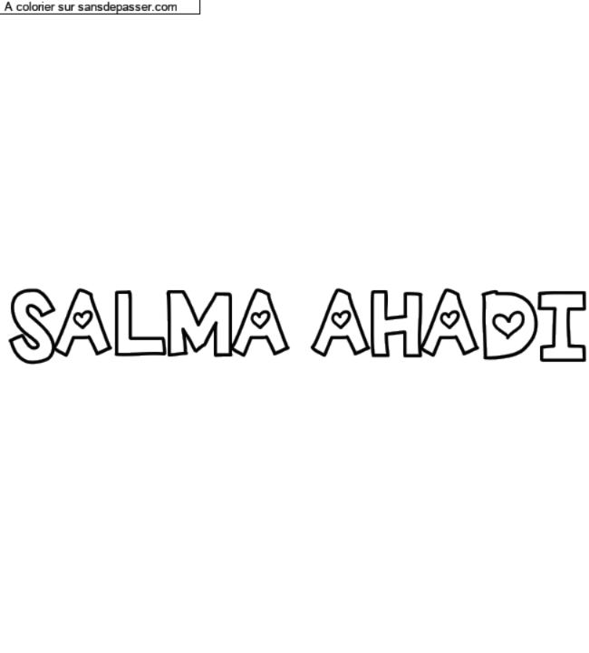 Coloriage pr&eacute;nom personnalis&eacute; "SALMA AHADI" par un invit&eacute;
