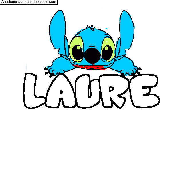 Coloriage pr&eacute;nom LAURE - d&eacute;cor Stitch par un invit&eacute;