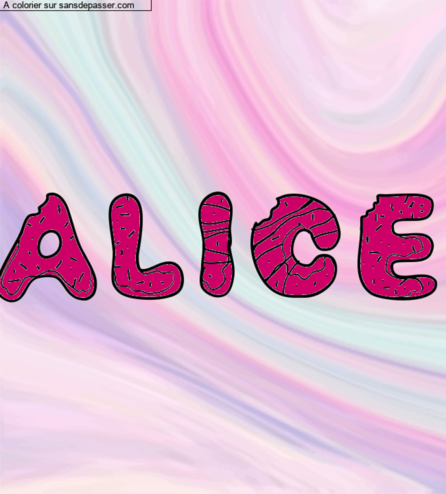 Coloriage pr&eacute;nom personnalis&eacute; "Alice" par un invit&eacute;