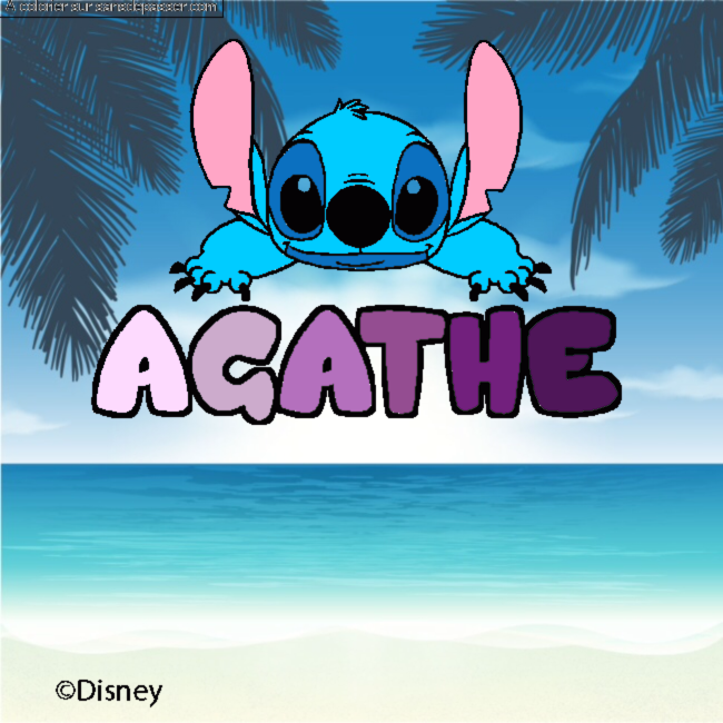 Coloriage Coloriage pr&eacute;nom AGATHE - d&eacute;cor Stitch par un invit&eacute;