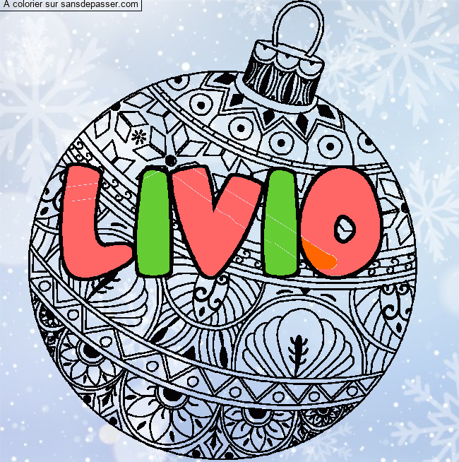 Coloriage LIVIO - d&eacute;cor Boule de No&euml;l