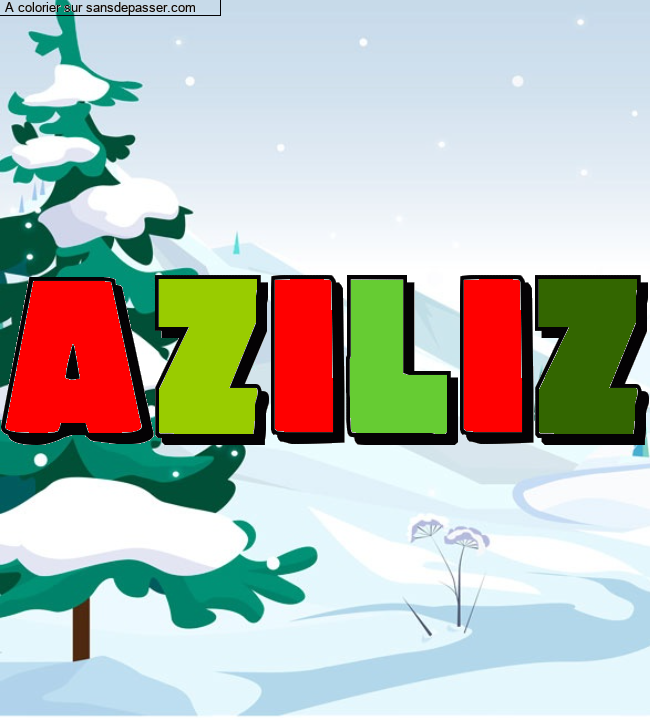 Coloriage pr&eacute;nom personnalis&eacute; "aziliz" par un invit&eacute;
