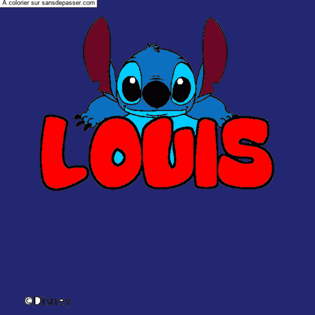Coloriage pr&eacute;nom LOUIS - d&eacute;cor Stitch par un invit&eacute;