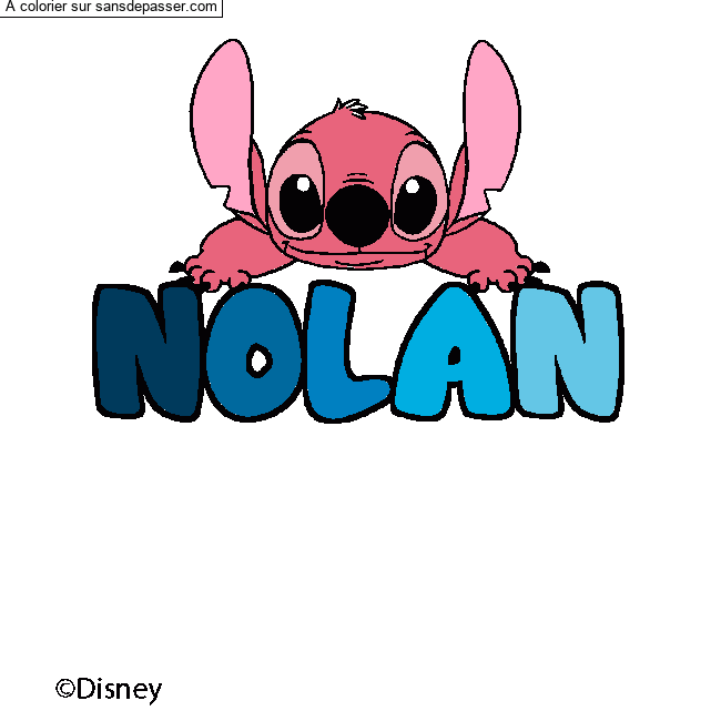 Coloriage pr&eacute;nom NOLAN - d&eacute;cor Stitch par un invit&eacute;