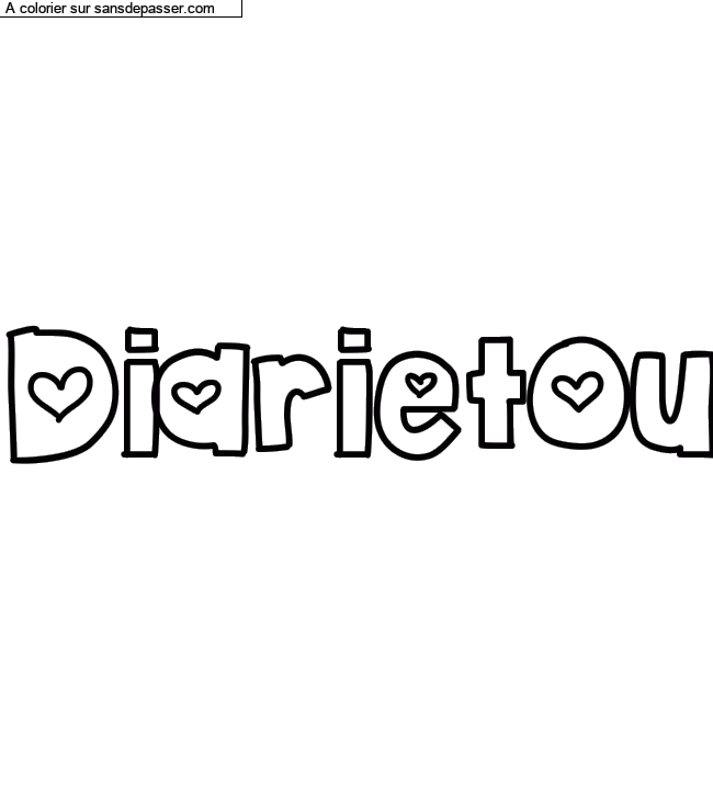 Coloriage pr&eacute;nom personnalis&eacute; "Diarietou" par un invit&eacute;
