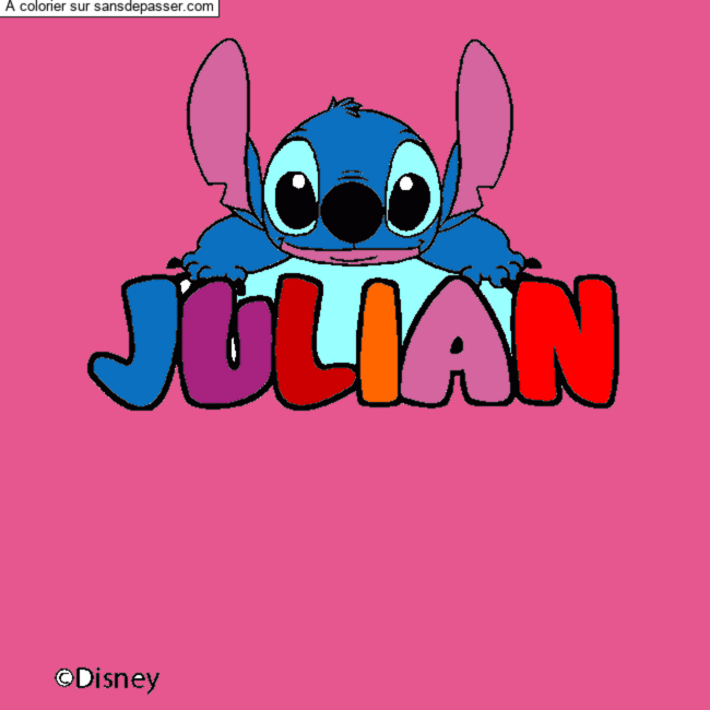 Coloriage pr&eacute;nom JULIAN - d&eacute;cor Stitch par un invit&eacute;