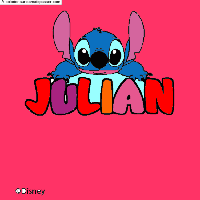 Coloriage pr&eacute;nom JULIAN - d&eacute;cor Stitch par un invit&eacute;