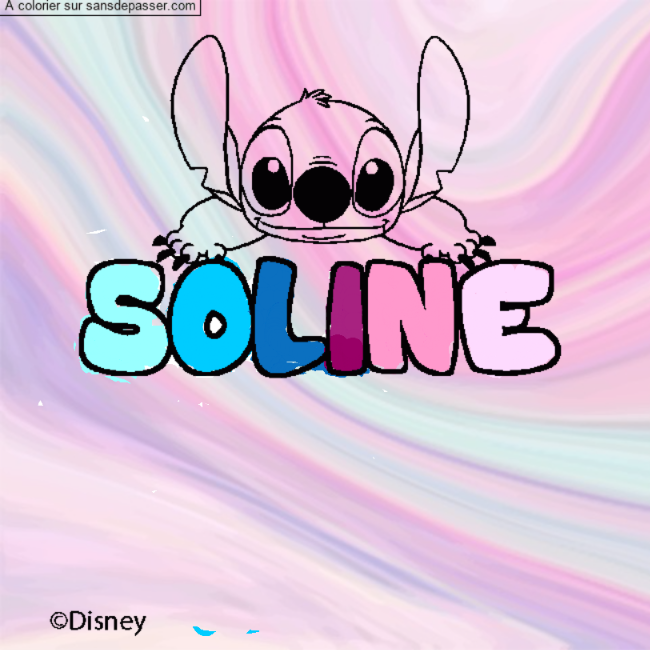 Coloriage pr&eacute;nom SOLINE - d&eacute;cor Stitch par un invit&eacute;