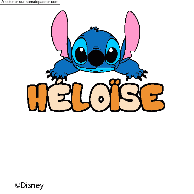 Coloriage pr&eacute;nom H&Eacute;LO&Iuml;SE - d&eacute;cor Stitch par un invit&eacute;