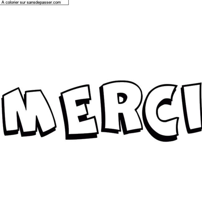 Coloriage pr&eacute;nom personnalis&eacute; "MERCI" par un invit&eacute;