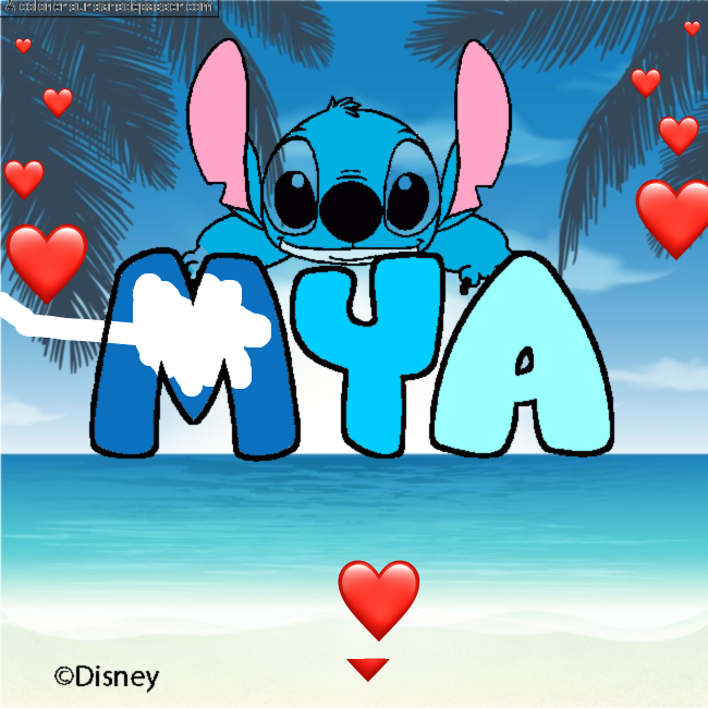 Coloriage pr&eacute;nom MYA - d&eacute;cor Stitch par un invit&eacute;