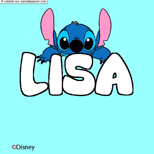 Coloriage pr&eacute;nom LISA - d&eacute;cor Stitch par un invit&eacute;