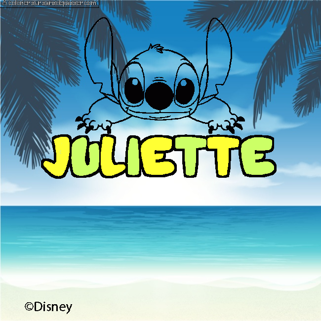 Coloriage pr&eacute;nom JULIETTE - d&eacute;cor Stitch par un invit&eacute;