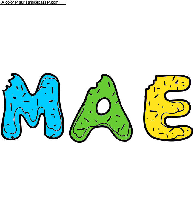 Coloriage pr&eacute;nom personnalis&eacute; "MAE" par un invit&eacute;