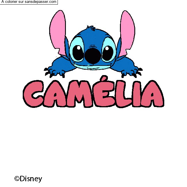 Coloriage prénom CAMÉLIA - décor Stitch par un invité