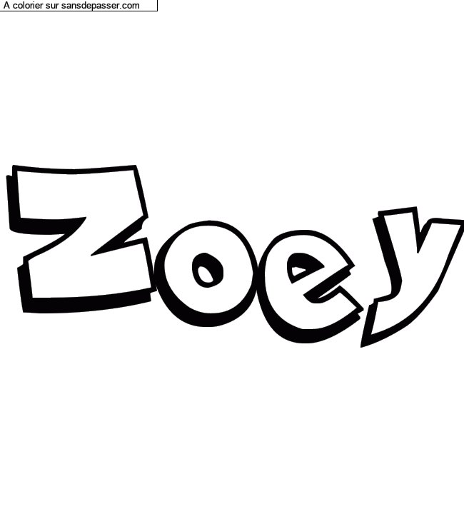 Coloriage pr&eacute;nom personnalis&eacute; "Zoey" par Diana