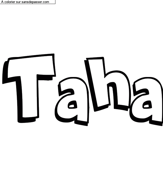 Coloriage pr&eacute;nom personnalis&eacute; "Taha" par Diana