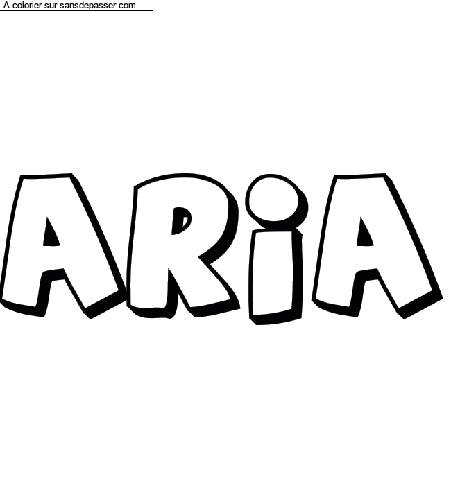 Coloriage pr&eacute;nom personnalis&eacute; "Aria" par Diana