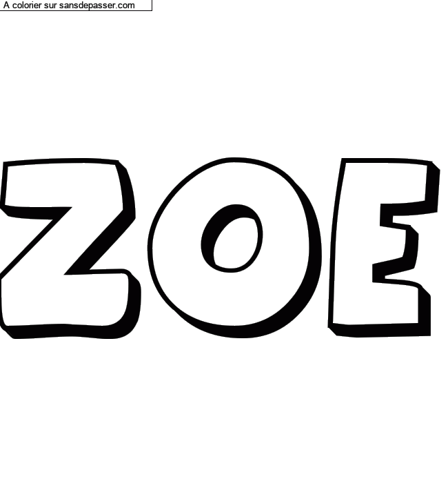 Coloriage pr&eacute;nom personnalis&eacute; "Zoe" par Diana