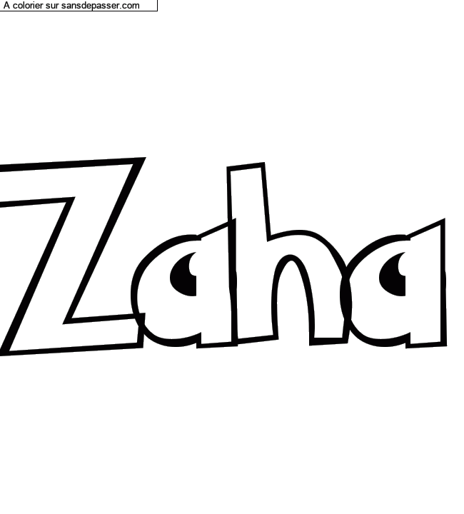 Coloriage pr&eacute;nom personnalis&eacute; "Zaha" par Diana