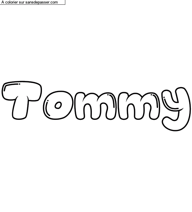 Coloriage pr&eacute;nom personnalis&eacute; "Tommy" par Diana