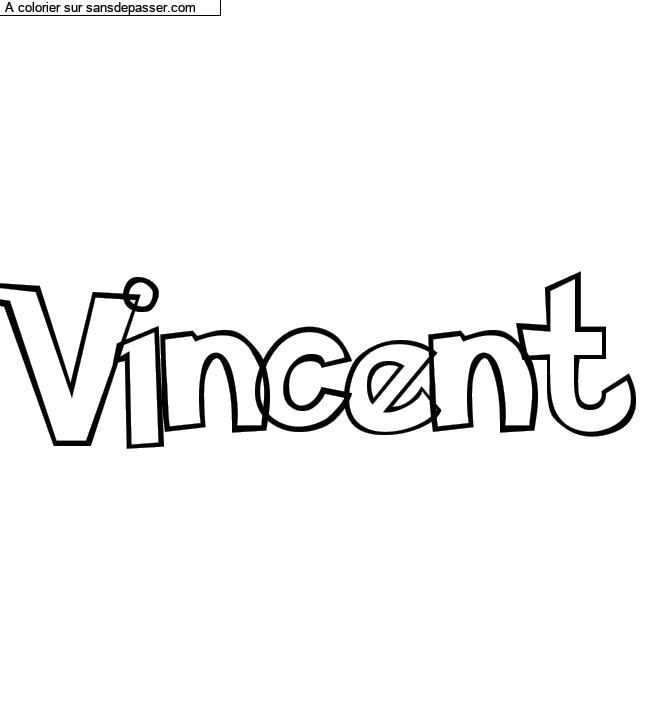 Coloriage pr&eacute;nom personnalis&eacute; "Vincent" par Diana