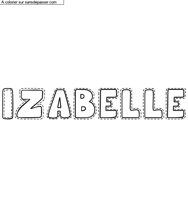 Coloriage pr&eacute;nom personnalis&eacute; "Izabelle" par Diana