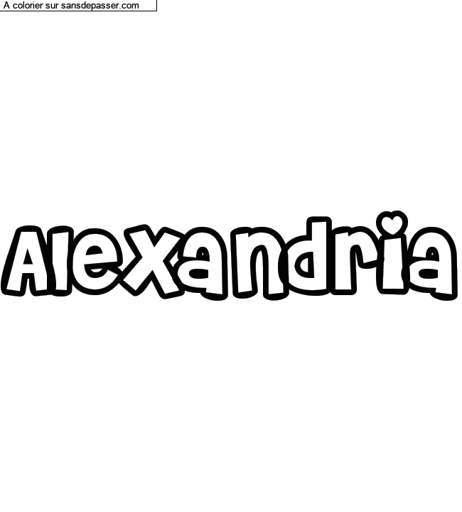 Coloriage pr&eacute;nom personnalis&eacute; "Alexandria" par Diana