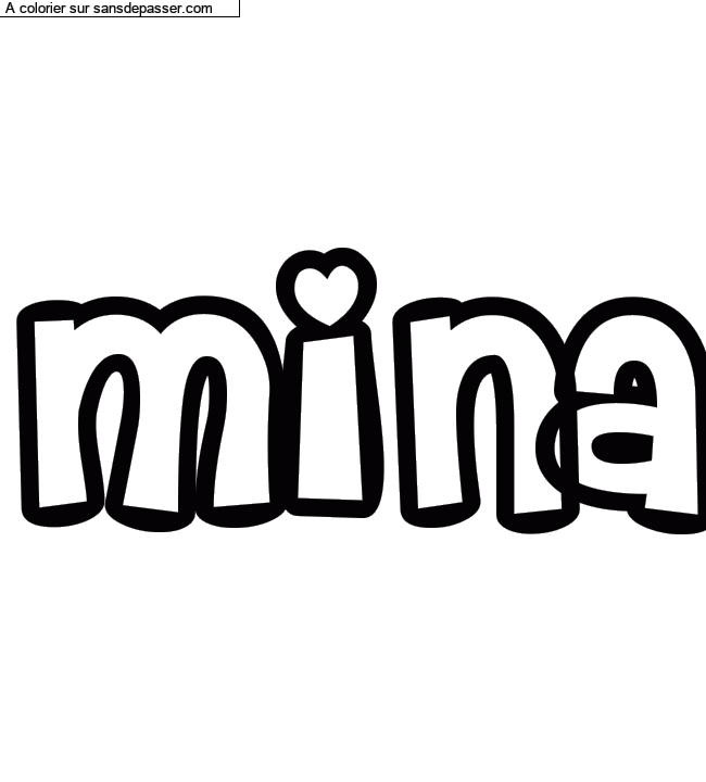 Coloriage pr&eacute;nom personnalis&eacute; "Mina" par Diana