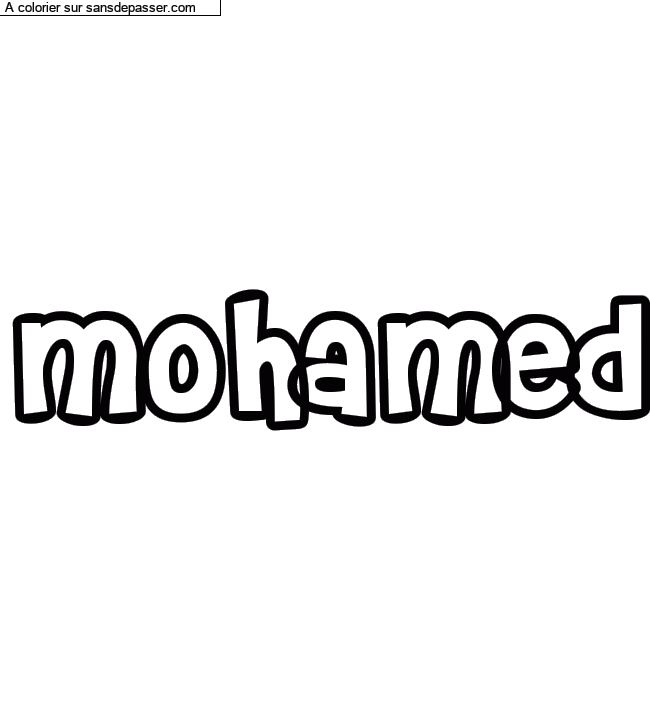 Coloriage pr&eacute;nom personnalis&eacute; "Mohamed" par Diana
