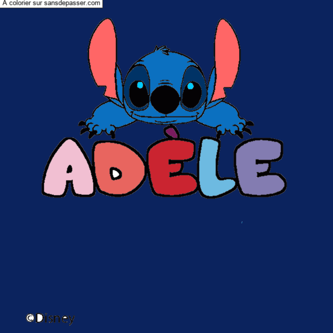 Coloriage Coloriage pr&eacute;nom AD&Egrave;LE - d&eacute;cor Stitch par un invit&eacute;