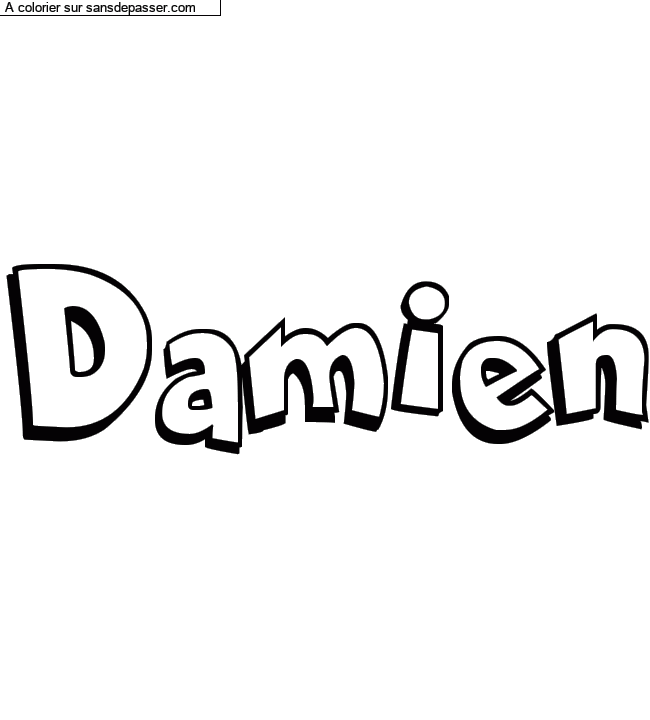 Coloriage pr&eacute;nom personnalis&eacute; "Damien" par Diana
