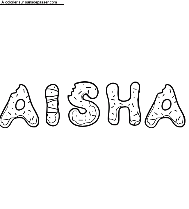 Coloriage pr&eacute;nom personnalis&eacute; "Aisha" par Diana
