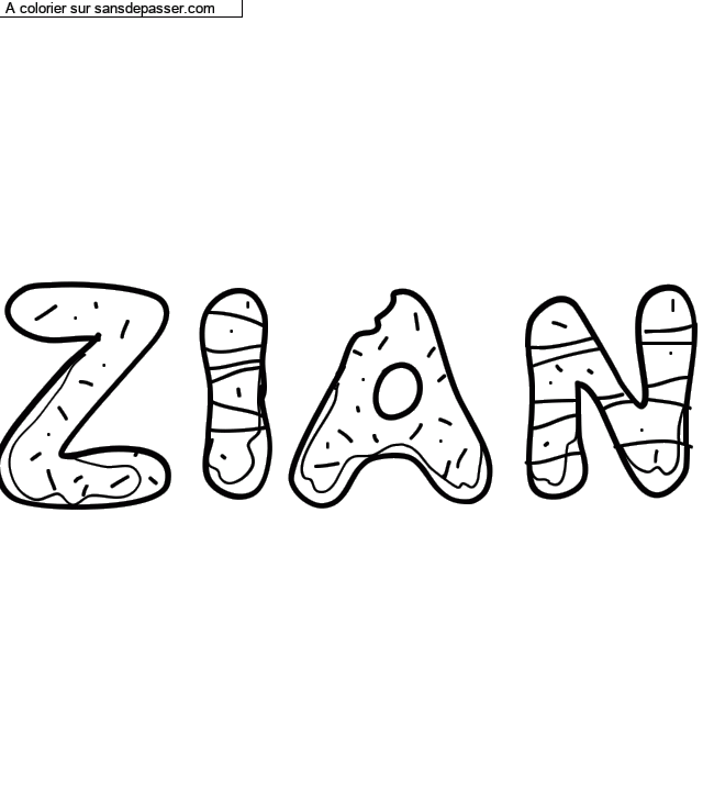 Coloriage pr&eacute;nom personnalis&eacute; "Zian" par Diana