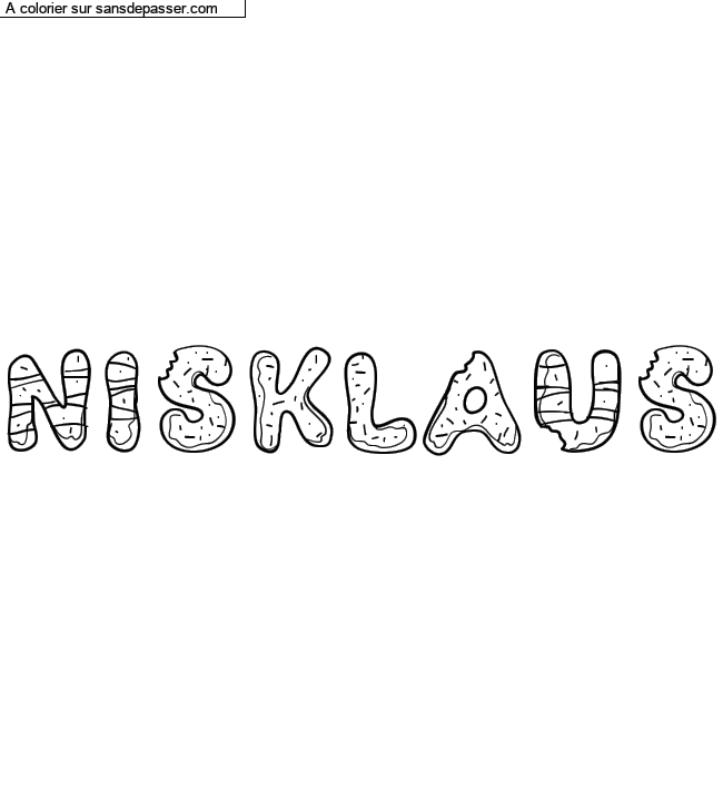 Coloriage pr&eacute;nom personnalis&eacute; "Nisklaus" par Diana
