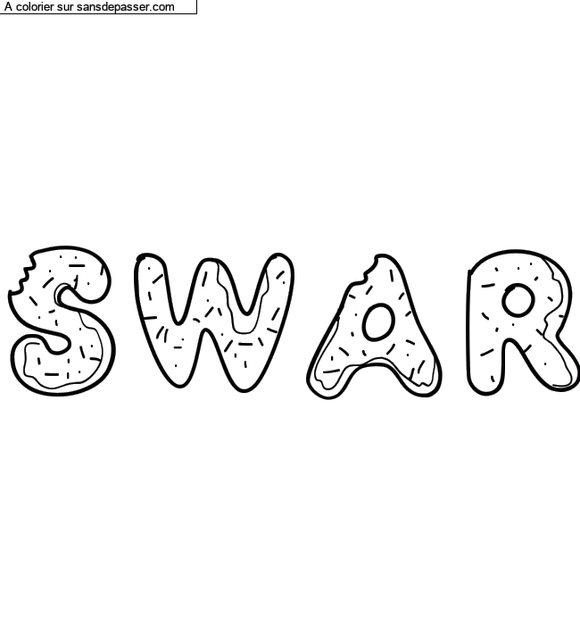 Coloriage pr&eacute;nom personnalis&eacute; "Swar" par Diana