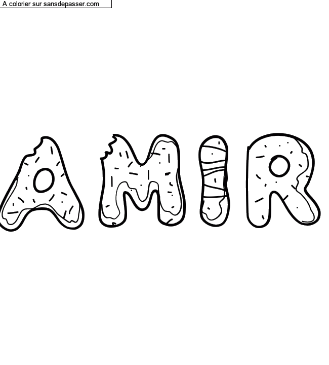 Coloriage pr&eacute;nom personnalis&eacute; "Amir" par Diana