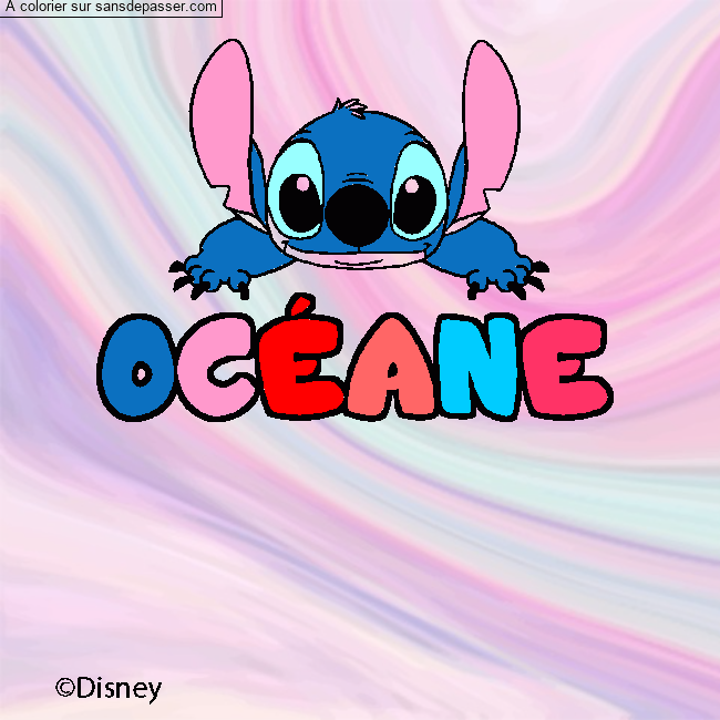 Coloriage Coloriage pr&eacute;nom OC&Eacute;ANE - d&eacute;cor Stitch par Oceane28
