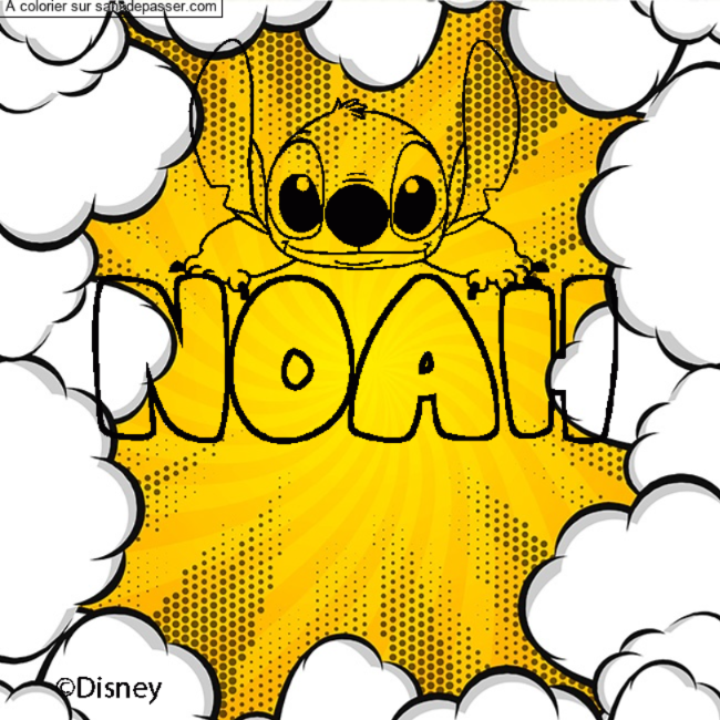 Coloriage Coloriage pr&eacute;nom NOAH - d&eacute;cor Stitch par un invit&eacute;