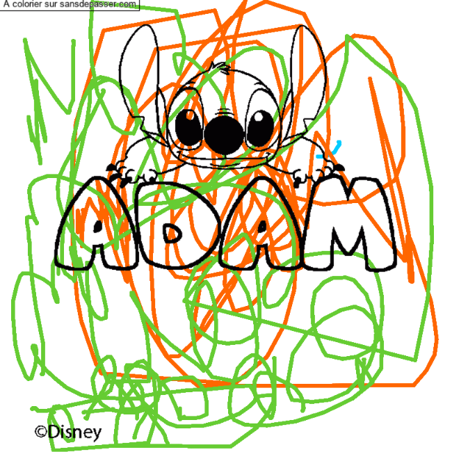 Coloriage pr&eacute;nom ADAM - d&eacute;cor Stitch par un invit&eacute;