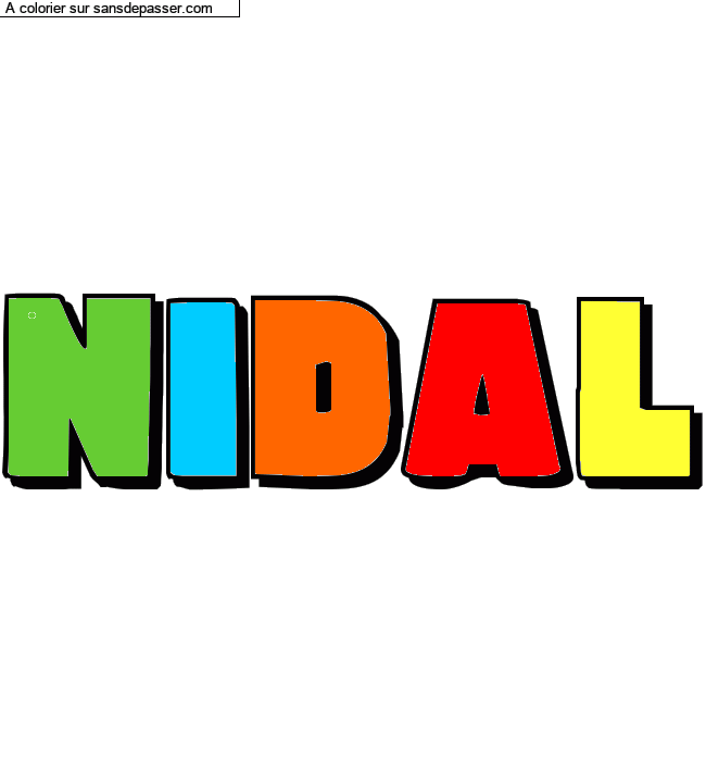 Coloriage pr&eacute;nom personnalis&eacute; "Nidal" par un invit&eacute;