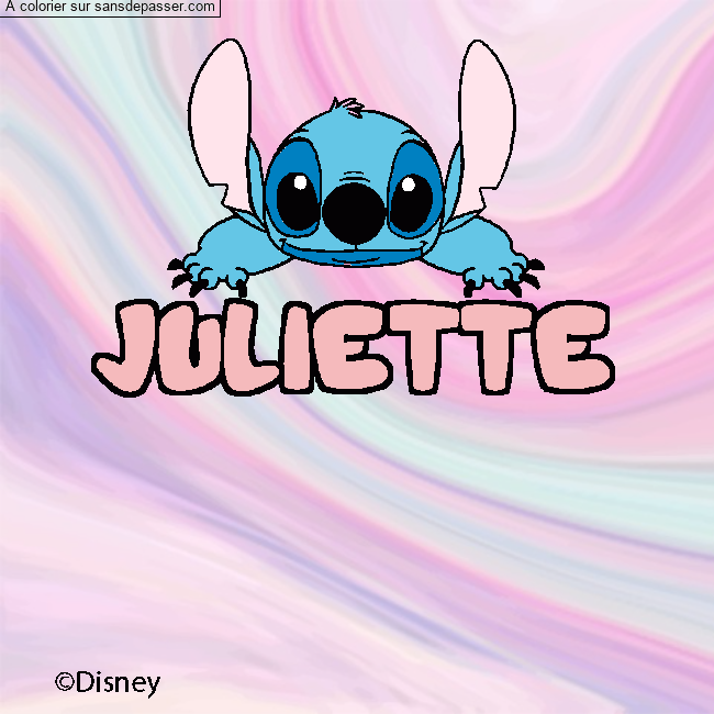 Coloriage pr&eacute;nom JULIETTE - d&eacute;cor Stitch par un invit&eacute;