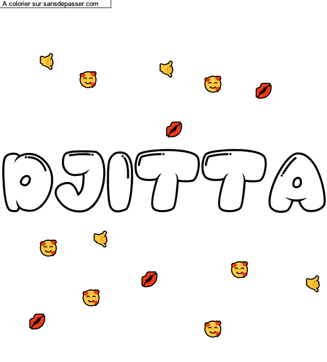 Coloriage pr&eacute;nom personnalis&eacute; "DJITTA" par un invit&eacute;