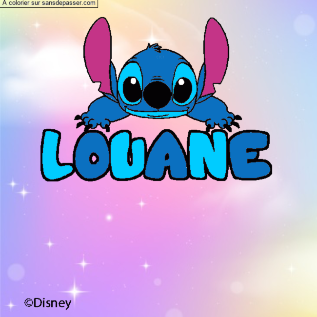Coloriage Coloriage pr&eacute;nom LOUANE - d&eacute;cor Stitch par un invit&eacute;