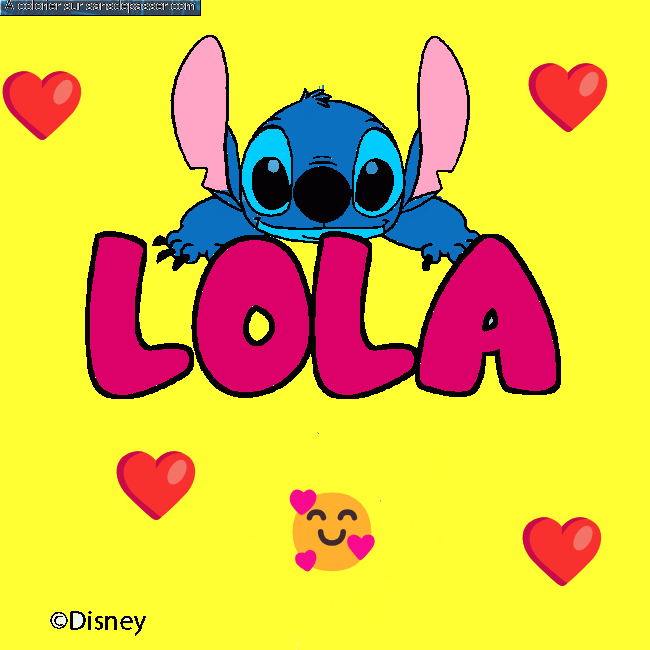 Coloriage Coloriage pr&eacute;nom LOLA - d&eacute;cor Stitch par un invit&eacute;