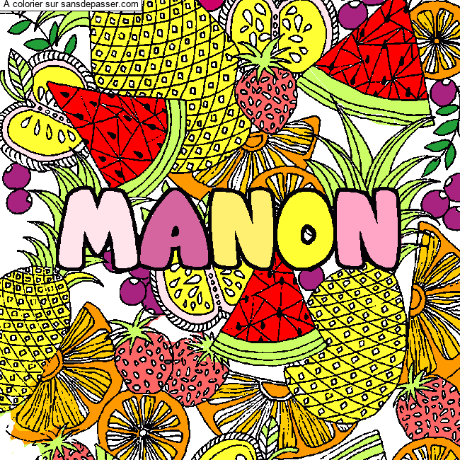 Coloriage MANON - d&eacute;cor Mandala fruits