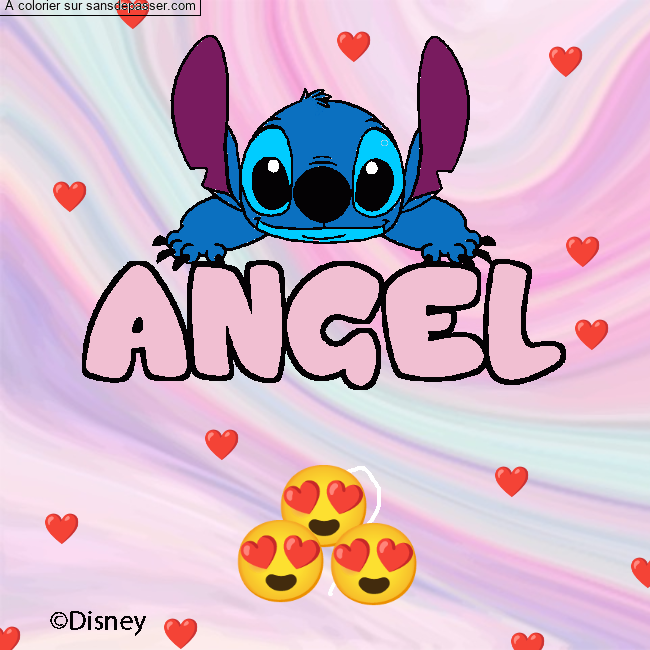 Coloriage pr&eacute;nom ANGEL - d&eacute;cor Stitch par un invit&eacute;