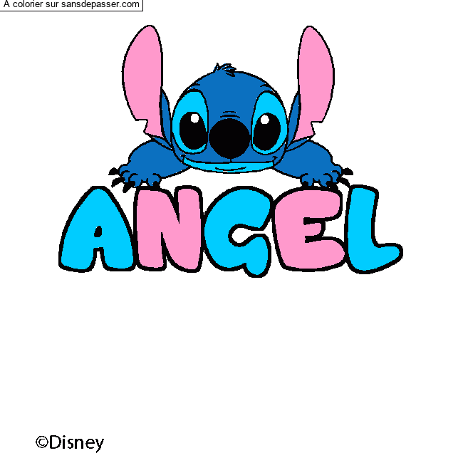 Coloriage pr&eacute;nom ANGEL - d&eacute;cor Stitch par un invit&eacute;