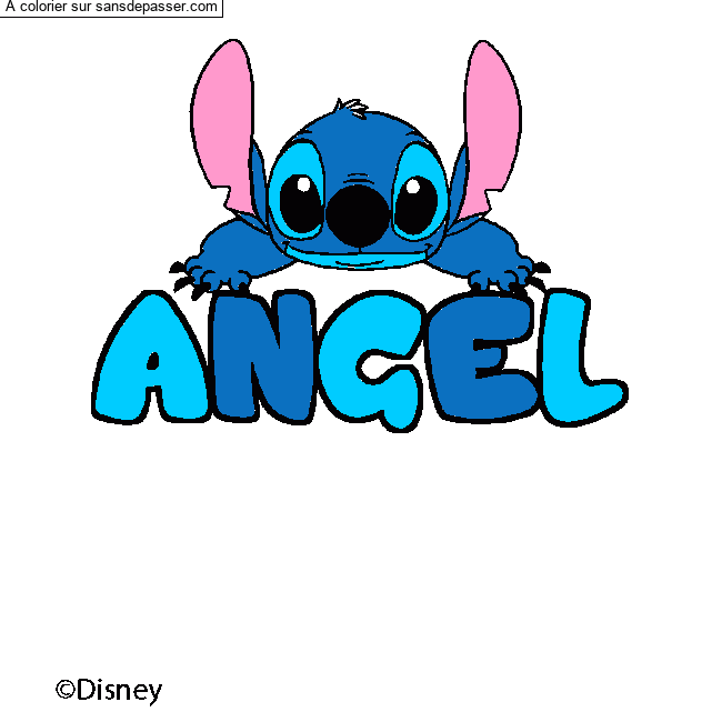 Coloriage pr&eacute;nom ANGEL - d&eacute;cor Stitch par un invit&eacute;